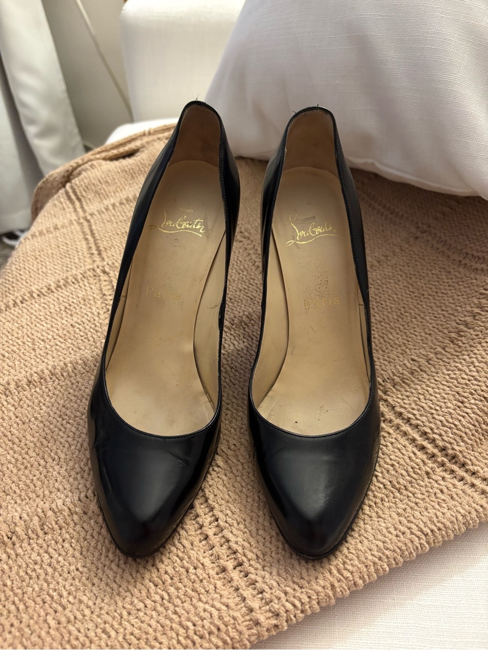 Christian Louboutin Black Patent Pointed Toe Pumps